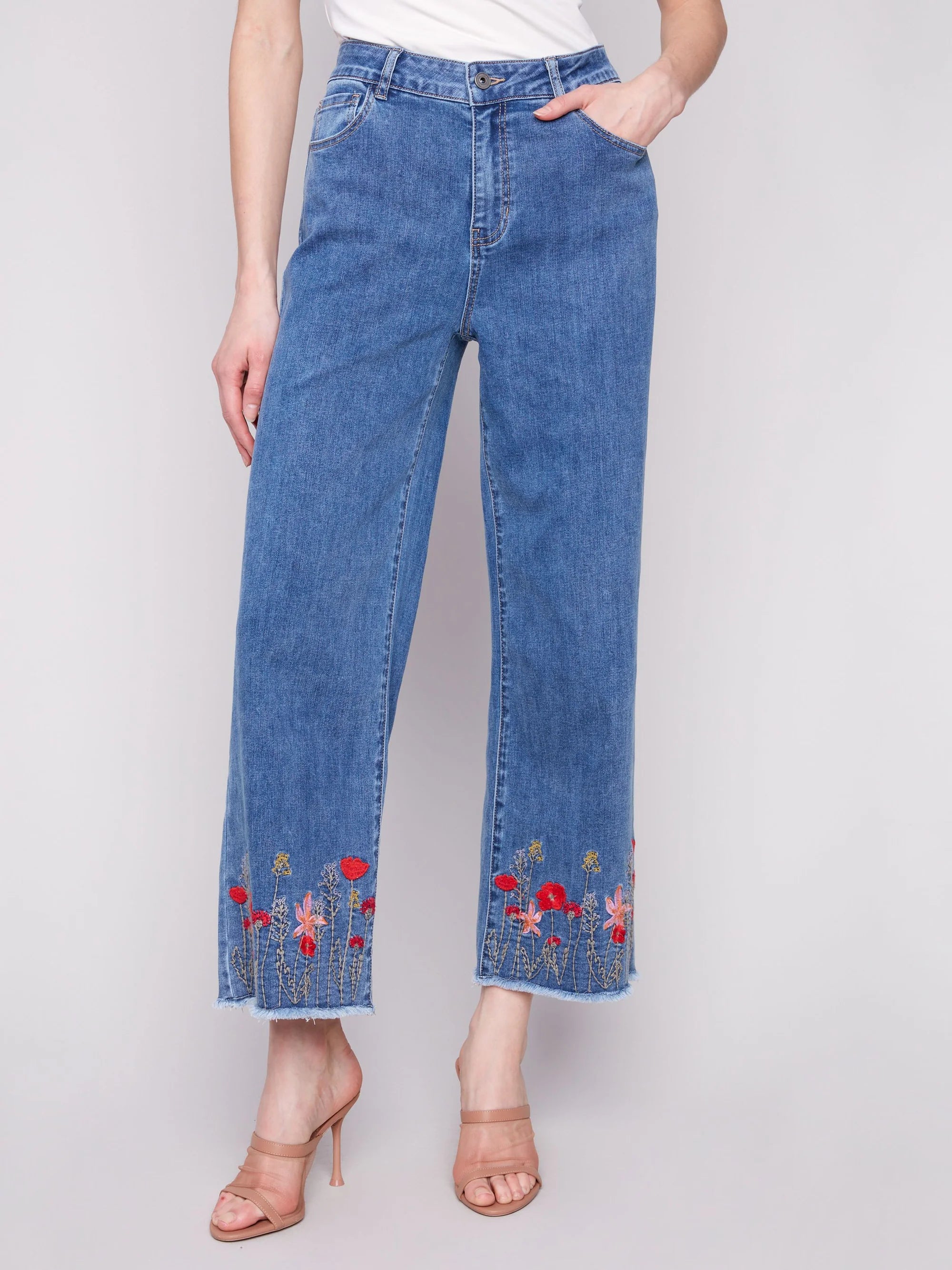 Madeline Black Floral Lace Panel Jeans main image 1