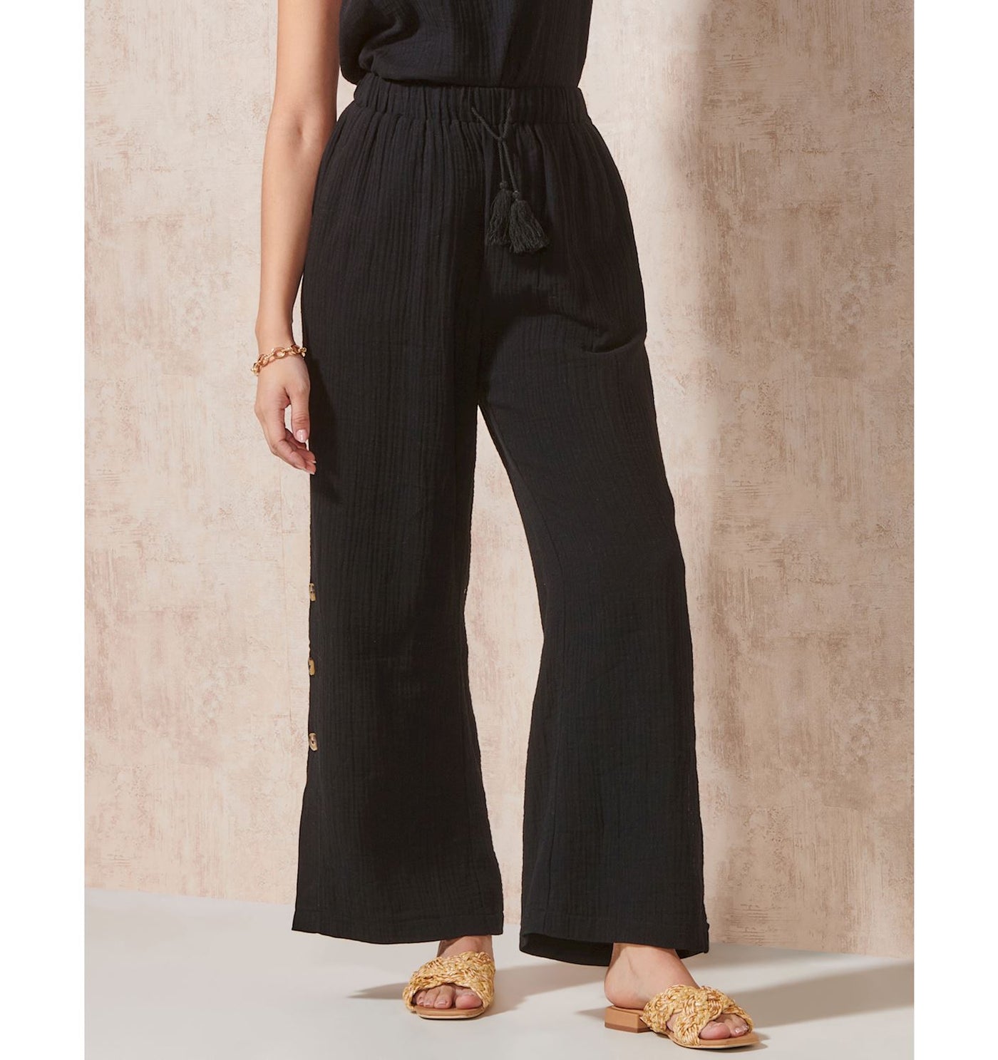 Cotton Gauze Pant - black