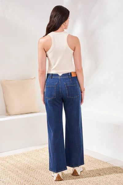 BROOKE HUGGING WIDE DENIM TROUSER-BLUEDREAM