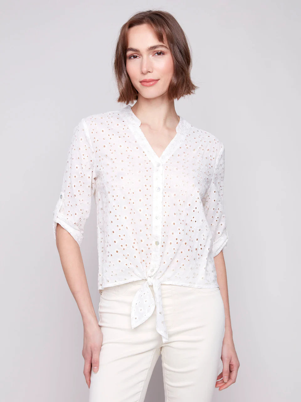 Eyelet Embroidery Blouse - Gold