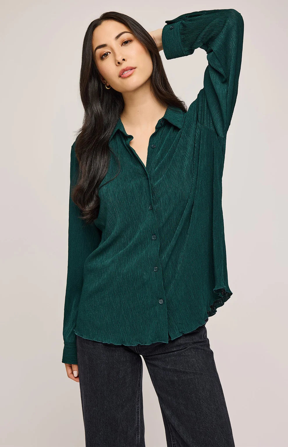 Sheila Button Down shirt - Forest Green