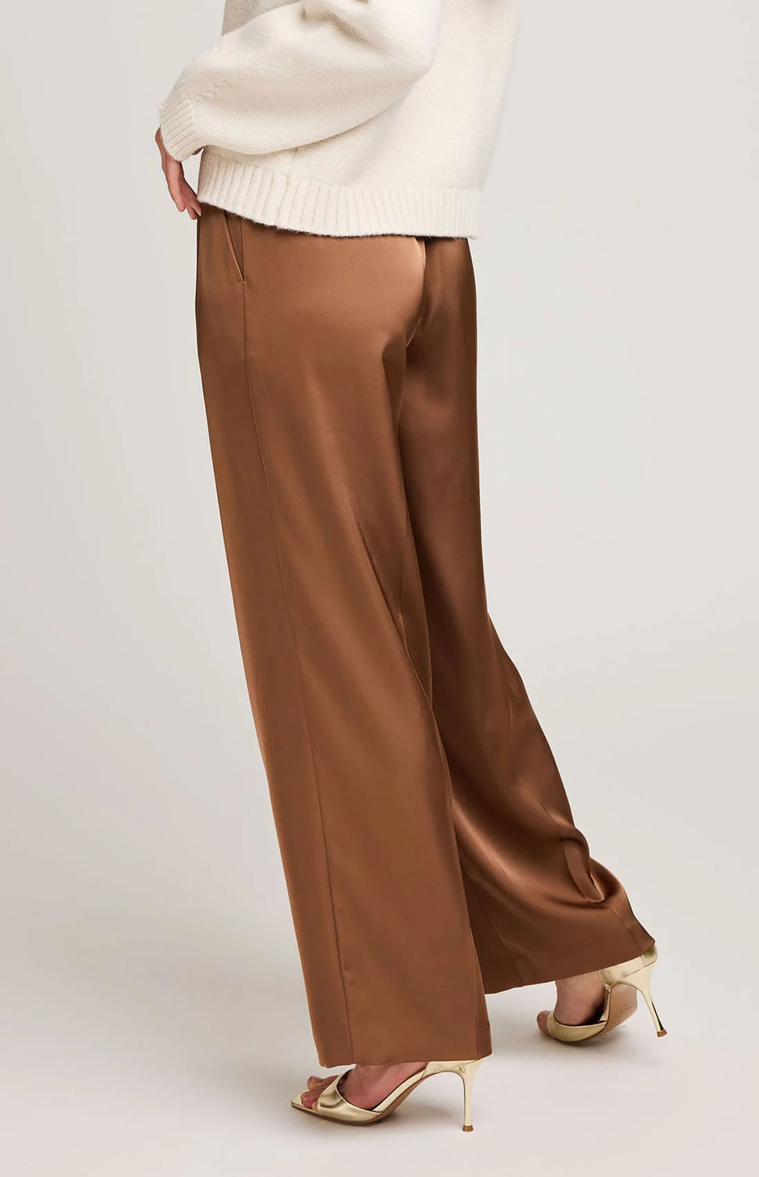 Amelie Satin Trouser - Chestnut