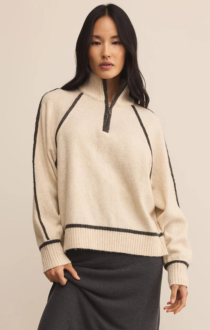 Alps Half Zip Sweater - Light Oatmeal