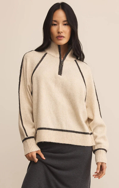 Alps Half Zip Sweater - Light Oatmeal