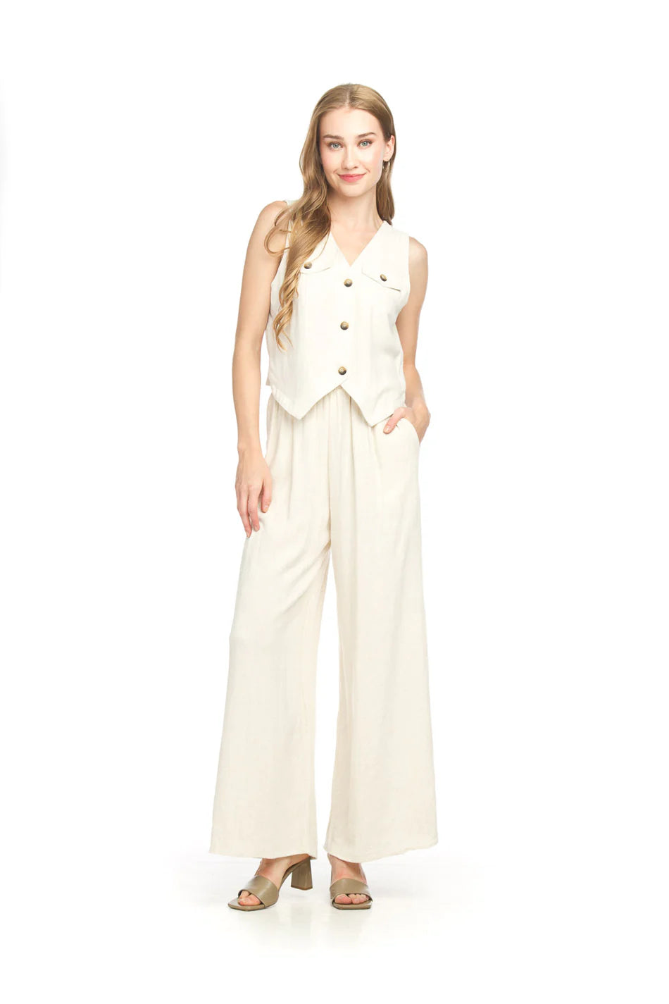 Linen wide leg pant