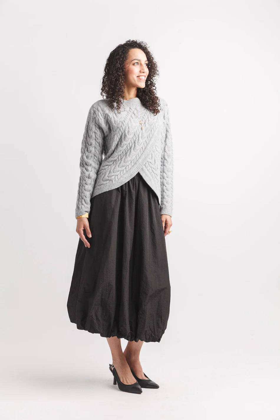 Cable Knit Crossover Sweater