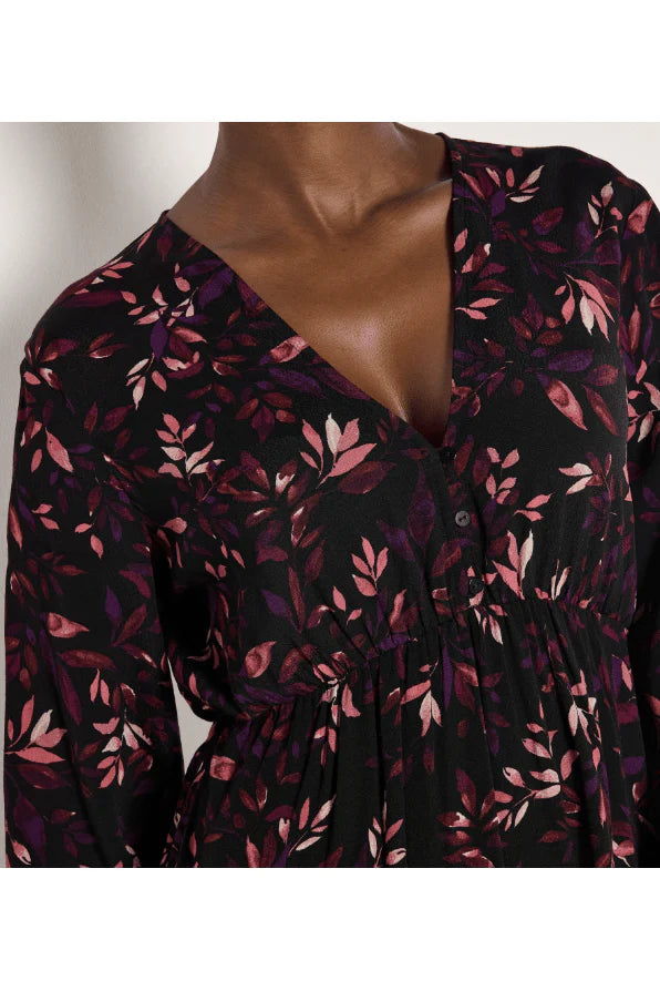 Trailing Leaves Dress- Burgundy