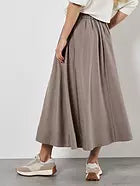 Peach Slub A-Line Midaxi Skirt - Grey