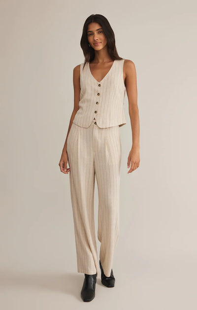 Bennett Pinstripe Pant - flax