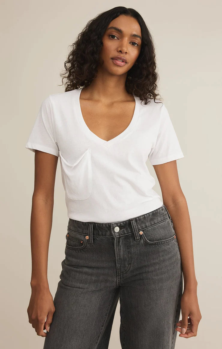 Short Sleeve V-Neck T-Shirt with Pocket