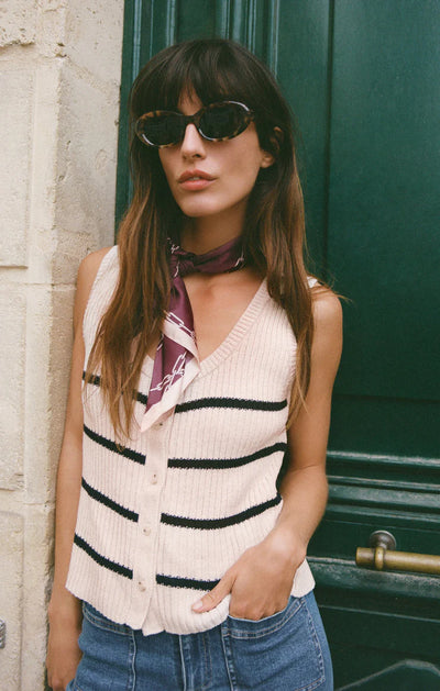 Sycamore Striped Vest - sea salt