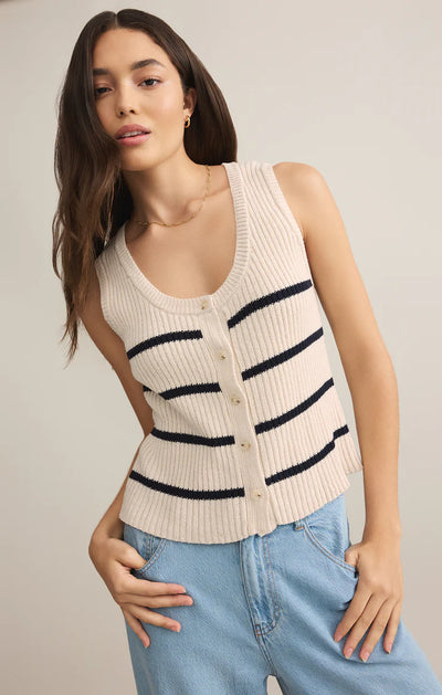 Sycamore Striped Vest - sea salt