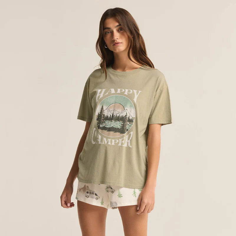 Happy Camper Boyfriend Tee - Meadow