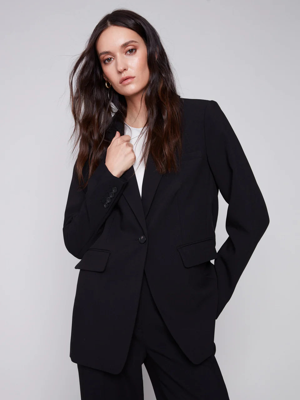 Rushed Back Blazer - BLK