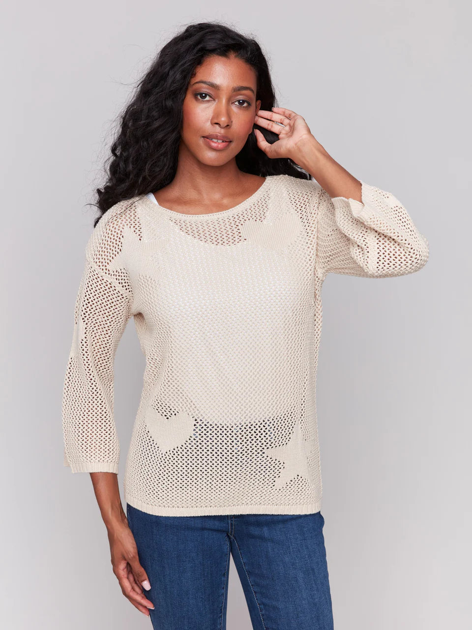 Knit Crochet Sweater - Natural