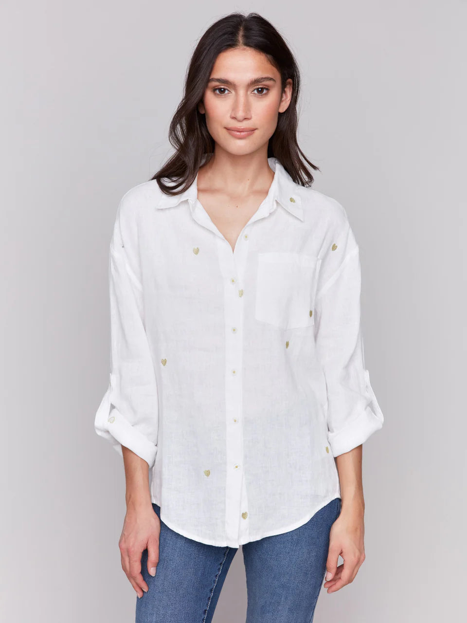 Blouse With Hearts - Gold