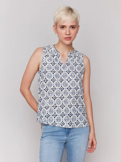 Printed Sleeveless Top - Ornament