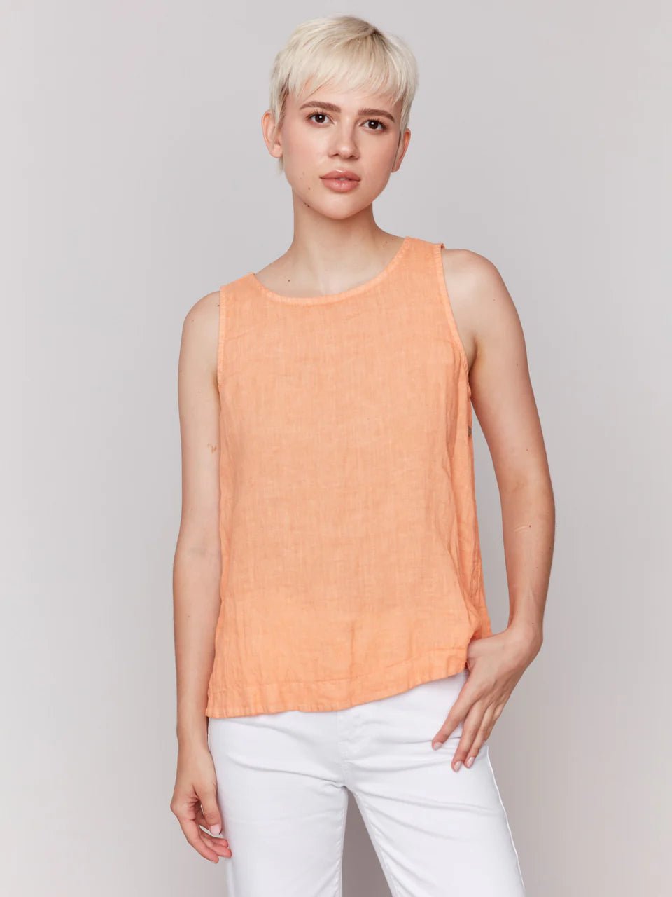 Sleeveless Linen Top - Papaya