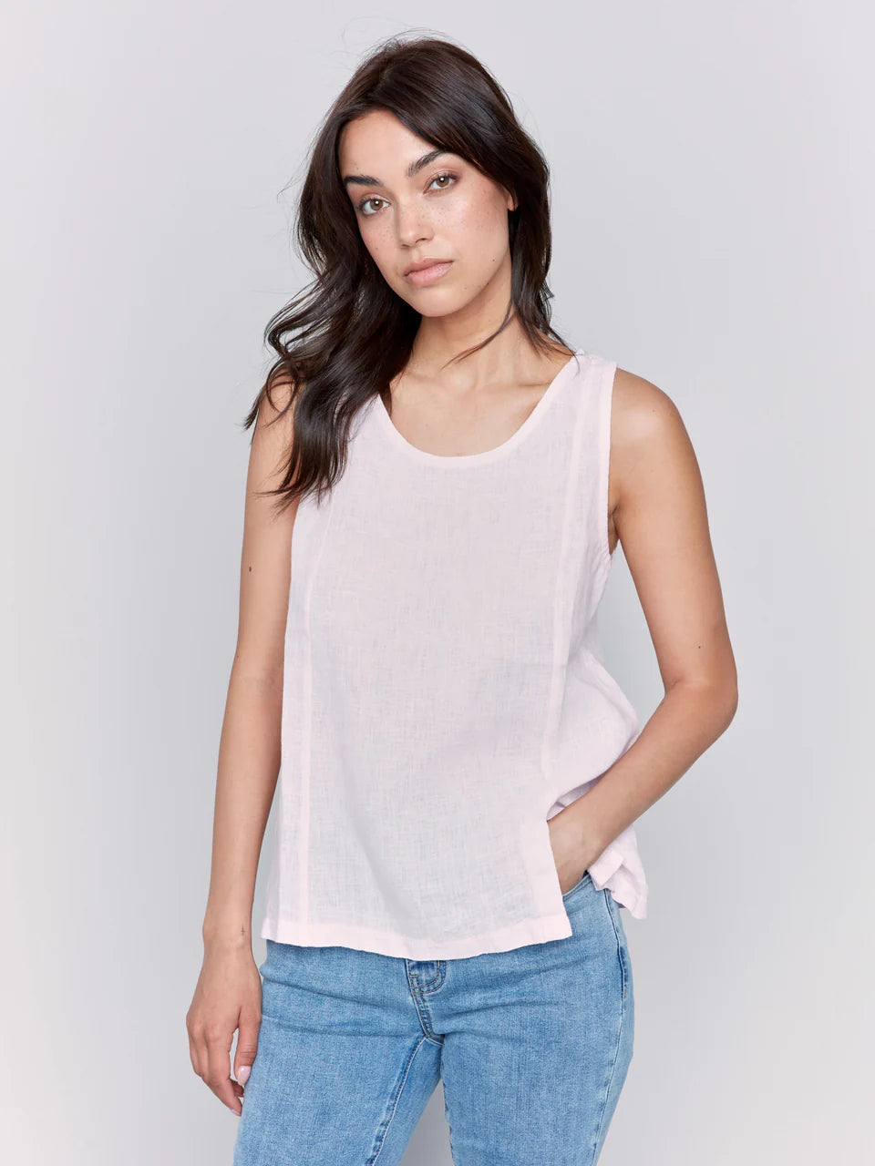 Sleeveless Linen Top - petal