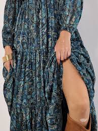 Painterly Lurex Paisley Midaxi - Navy