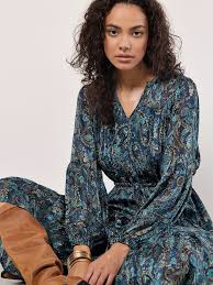 Painterly Lurex Paisley Midaxi - Navy