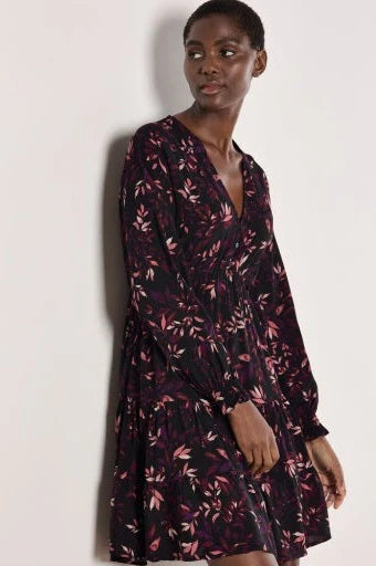 Trailing Leaves Dress- Burgundy