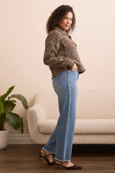 BROOKE FRAYED SUPER STRAIGHT JEANS - BLUEKISS