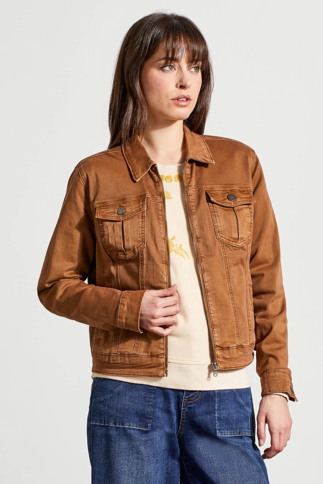 Twill Zip Jacket - Walnut