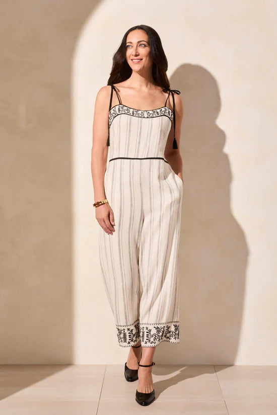 Embroidered Tassel Straps Jumpsuit