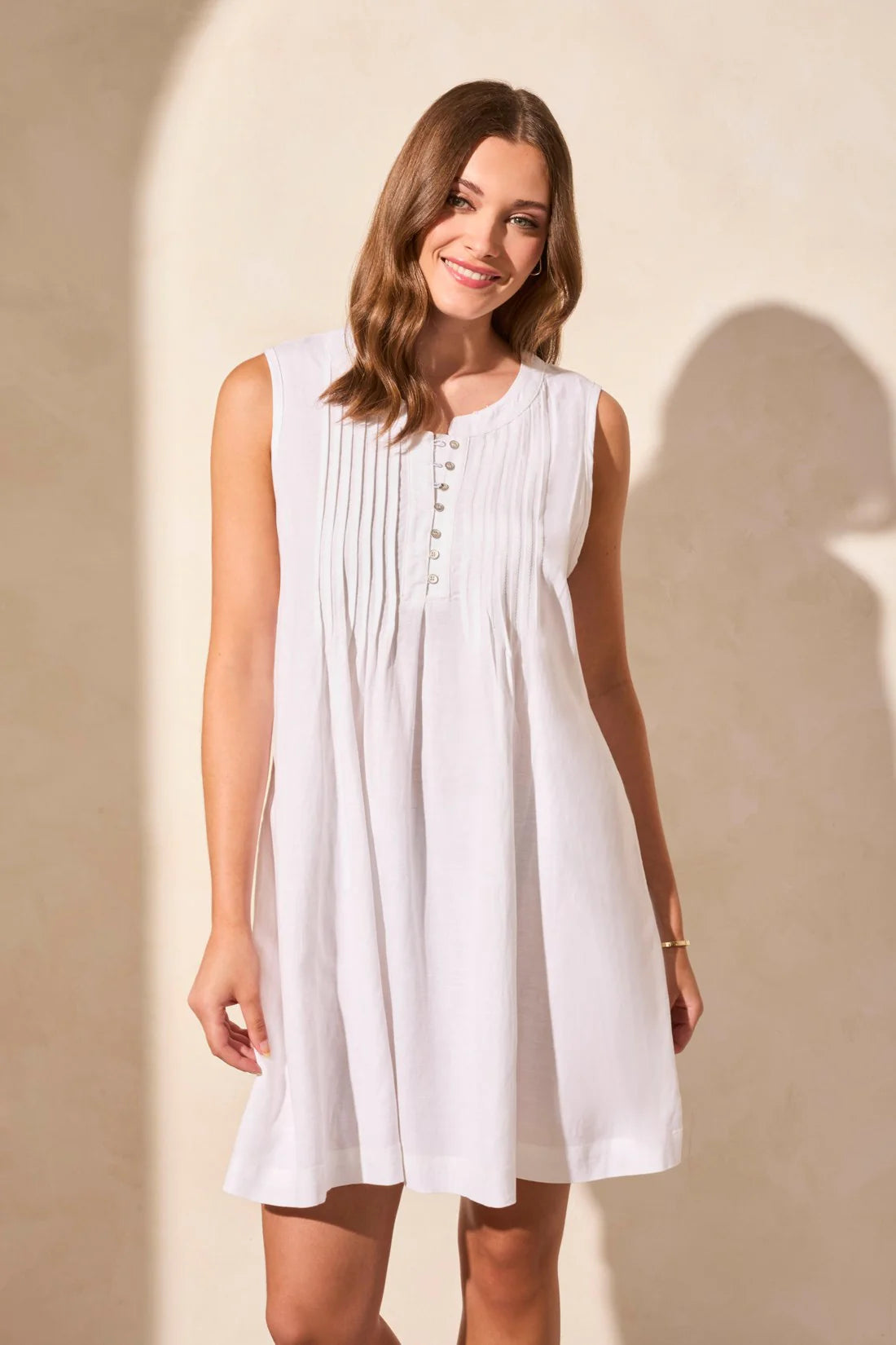 Linen Blend Dress - white