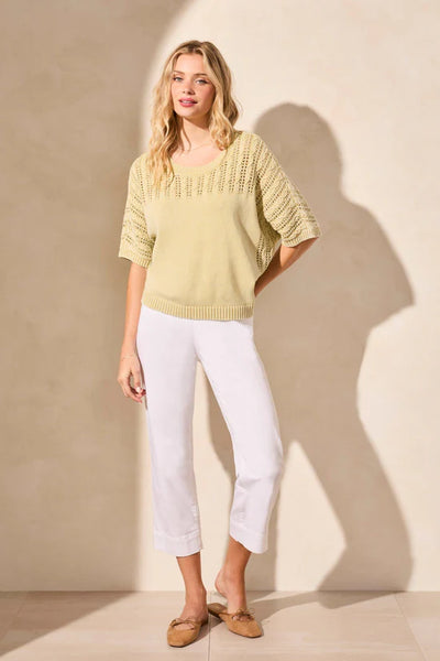 Fancy Stitch short sleeve sweater - starfruit