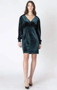 Velvet Mini Dress - pine