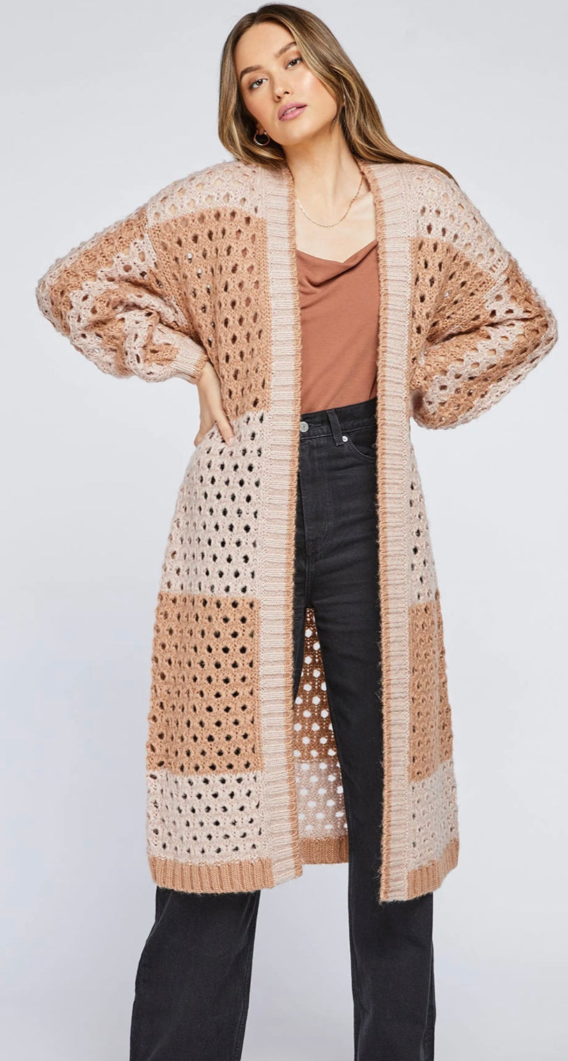 Harper Cardigan - Chai Stripe